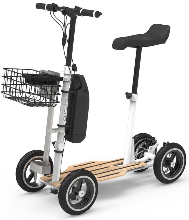 E Curvin 4 Rad Scooter mit Sattel, Korb und Stockhalter für Erwachsene